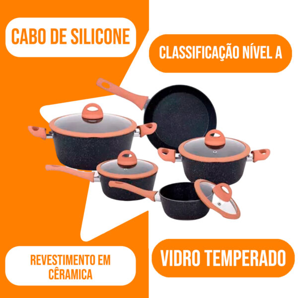 Conjunto de 5 Panelas compatível com Indução