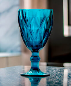 TACA DE VIDRO DIAMANTE 340ML COLORIDO