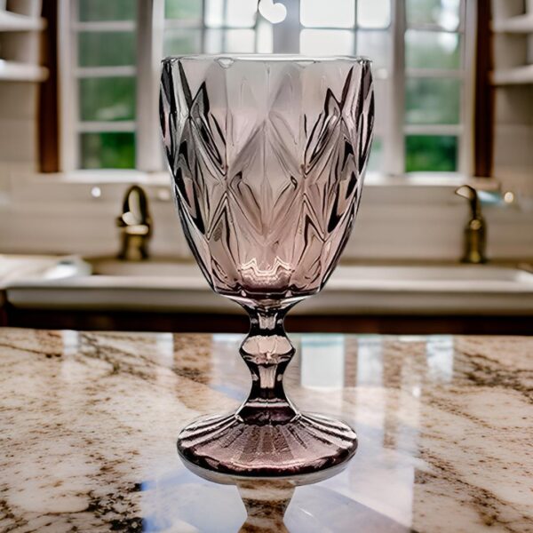 TACA DE VIDRO DIAMANTE 340ML COLORIDO