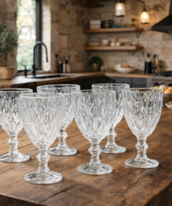Jogo de 6 Taças de Vidro Diamante 300ml Livon