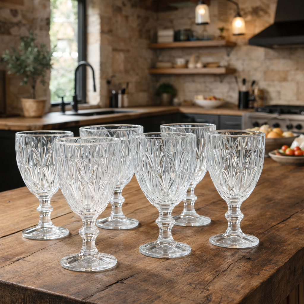 Jogo de 6 Taças de Vidro Diamante 300ml Livon