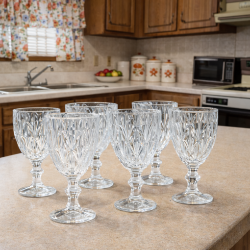 Jogo de 6 Taças de Vidro Diamante 300ml Livon