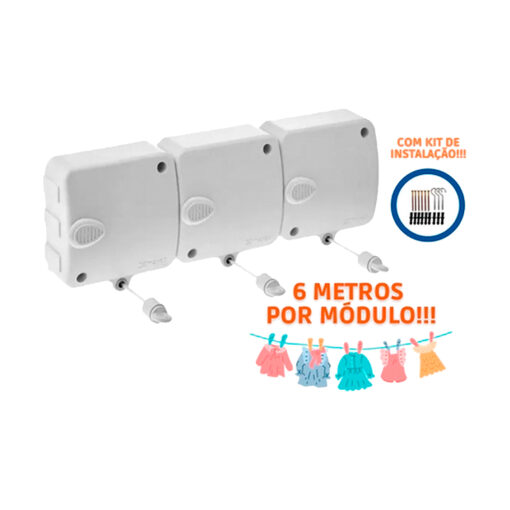 Varal de Parede Retrátil Automático Modular Maxweb