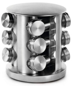 12 PEÇAS Porta Temperos Giratório Vidro Suporte Inox