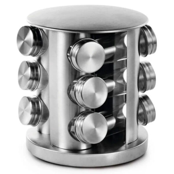 12 PEÇAS Porta Temperos Giratório Vidro Suporte Inox