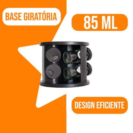 Porta Condimento Giratório com 6 Potes Belovidro