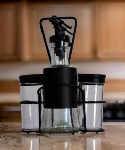 GALHETEIRO VIDRO E INOX 5 PEÇAS 200ml