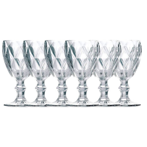 Jogo de Taça de Vidro Diamond 340mL Wellmix Transparente