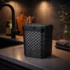 Lixeira de Pia Rattan Preta 5L com Tampa para Cozinha Arqplast