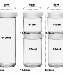 Potes de Vidro Empilháveis 5 Peças Organizador de Cozinha