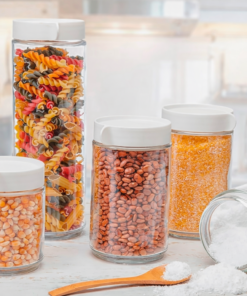 Potes de Vidro Empilháveis 5 Peças Organizador de Cozinha