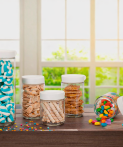 Potes de Vidro Empilháveis 5 Peças Organizador de Cozinha