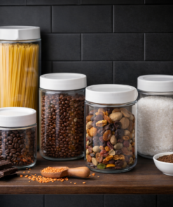 Potes de Vidro Empilháveis 5 Peças Organizador de Cozinha