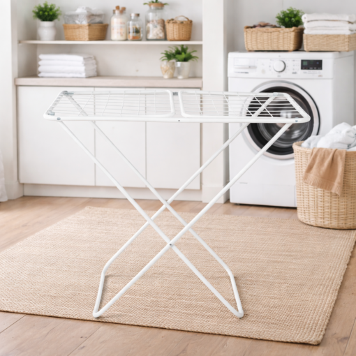 Varal de Chão Slim Mor Aço Reforçado Dobrável Branco