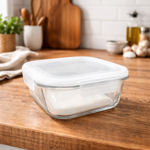 Pote de Vidro Quadrado 800ml Hermético Cozinha