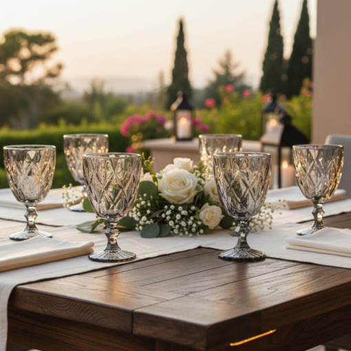 Jogo Taças Diamond 245ml Vidro Elegante 6 Peças