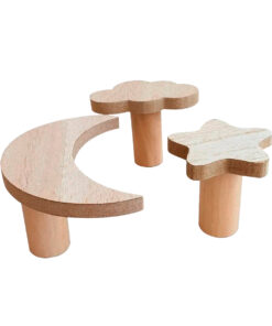 Cabide de Madeira Infantil 3 Peças Tema Noturno Mai Home