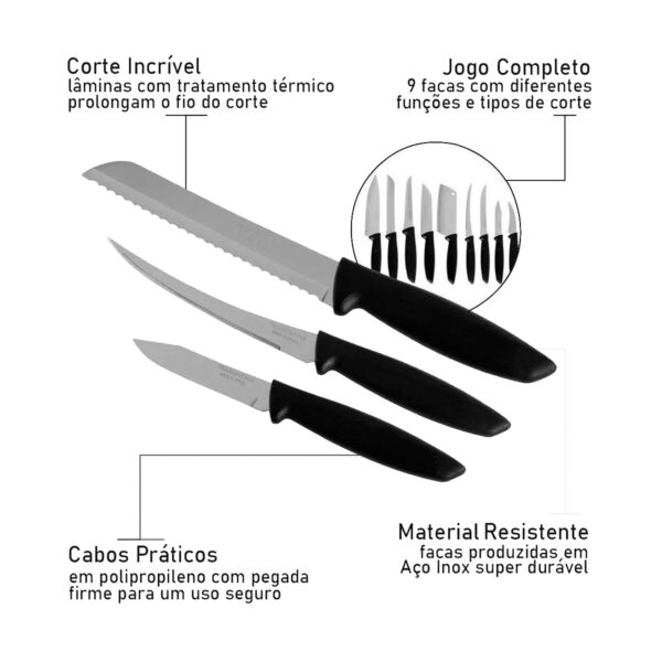 Jogo de Facas Tramontina Plenus 9 Peças