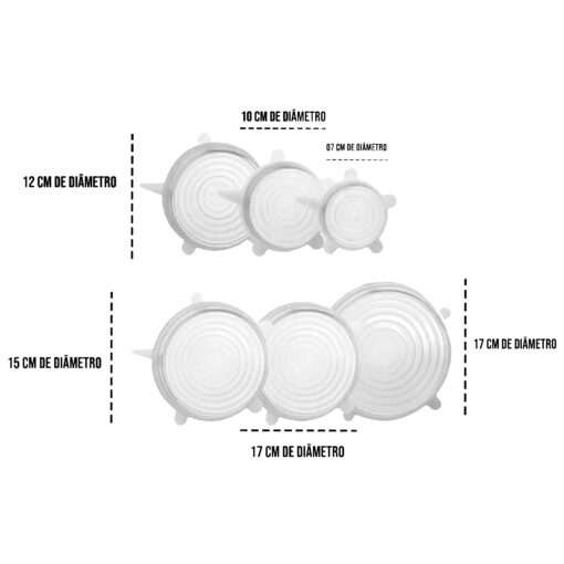 Conjunto 6 Tampas Silicone Vedação KE Home
