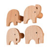 Conjunto 4 Ganchos Cabides Elefante De Madeira Para Parede