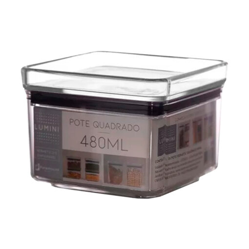 Pote Hermético Acrílico Quadrado 480ml Paramount