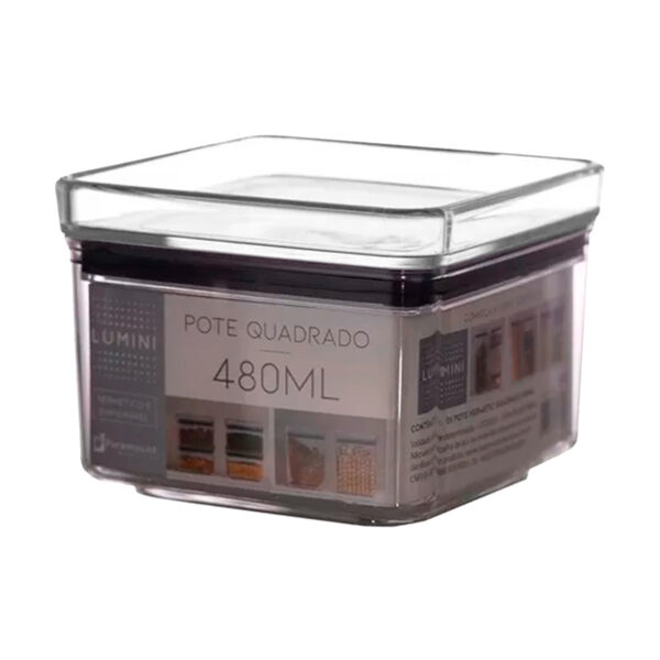 Pote Hermético Acrílico Quadrado 480ml Paramount