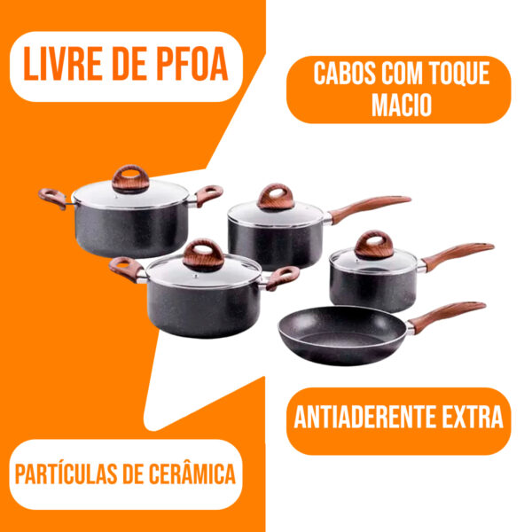 Conjunto de 5 Panelas Smart Plus Granito Brinox