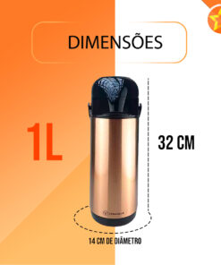 GARRAFA TERMICA LUMINA 1L INOX GOLD TERMOLAR