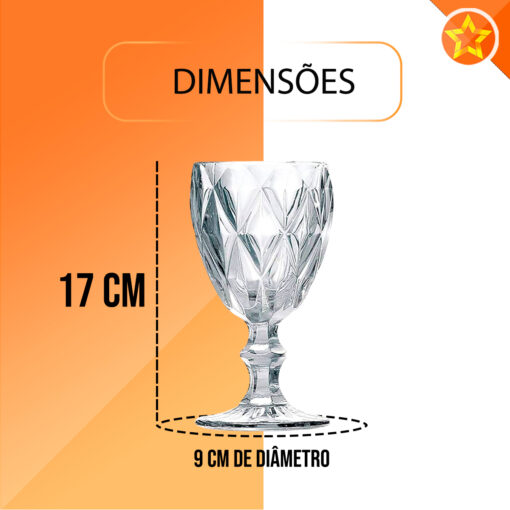 Jogo de Taça de Vidro Diamond 340mL Wellmix