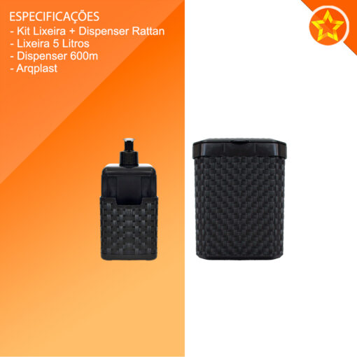 KIT LIXEIRA 5 LITROS + DISPENSER 600Ml