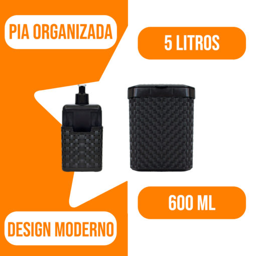 KIT LIXEIRA 5 LITROS + DISPENSER 600Ml