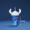 Copo Disney Stitch ou Angel 500ml com Tampa e Canudo Plasutil
