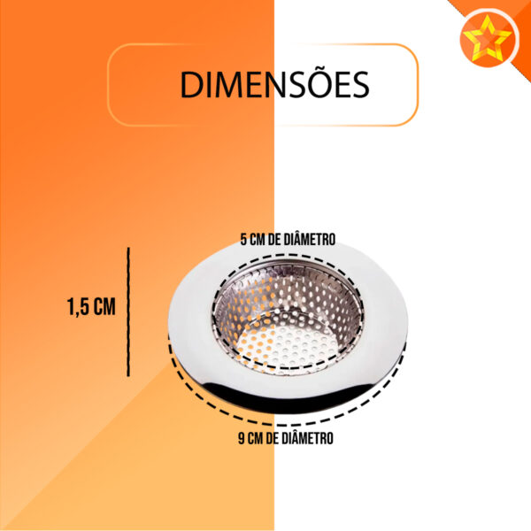 Ralo Para Pia Em Inox Cozinha Borda 9 Cm Diâmetro