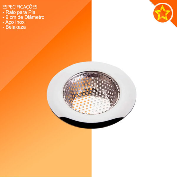 Ralo Para Pia Em Inox Cozinha Borda 9 Cm Diâmetro