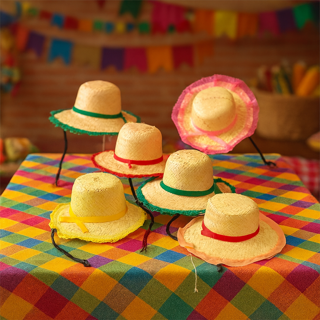 Chapéu de Palha com Renda Adulto Festa Junina Bella Festa