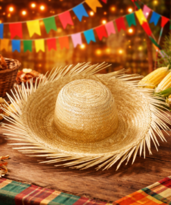 Chapéu Caipira de Palha Desfiado Festa Junina Adulto