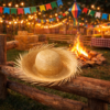 Chapéu Caipira de Palha Desfiado Festa Junina Adulto