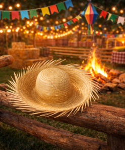 Chapéu Caipira de Palha Desfiado Festa Junina Adulto