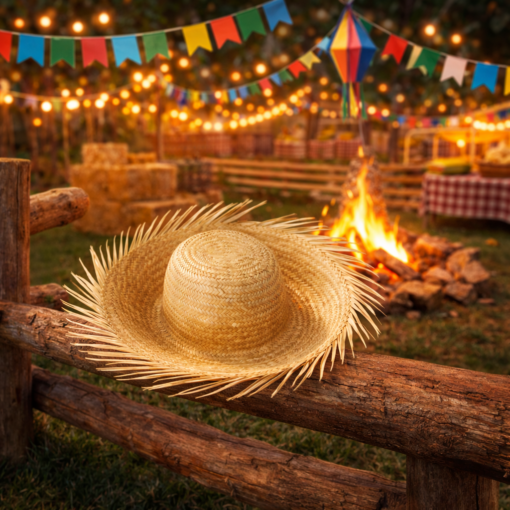 Chapéu Caipira de Palha Desfiado Festa Junina Adulto
