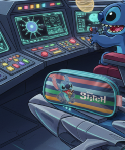 Estojo Stitch Azul Disney Escolar Infantil