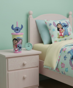 Copo Lilo & Stitch Disney 500ml Plástico com Canudo Plasutil