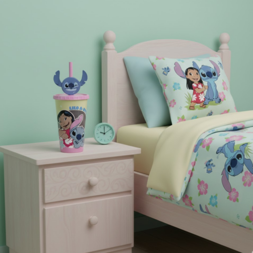 Copo Lilo & Stitch Disney 500ml Plástico com Canudo Plasutil