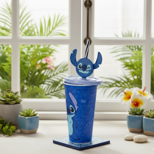 Copo Lilo & Stitch Disney 500ml Plástico com Canudo Plasutil