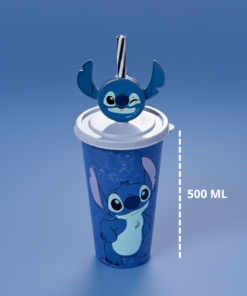 Copo Lilo & Stitch Disney 500ml Plástico com Canudo Plasutil