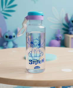 Garrafa Plástica Stitch 600ml Abre Fácil com Adesivos Plasutil