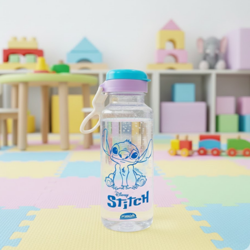 Garrafa Plástica Stitch 600ml Abre Fácil com Adesivos Plasutil