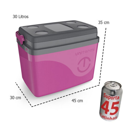 Caixa Térmica Cooler Com Alça 30 Litros Grande 45 Latas Unitermi