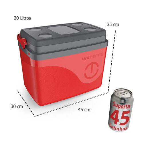 Caixa Térmica Cooler Com Alça 30 Litros Grande 45 Latas Unitermi