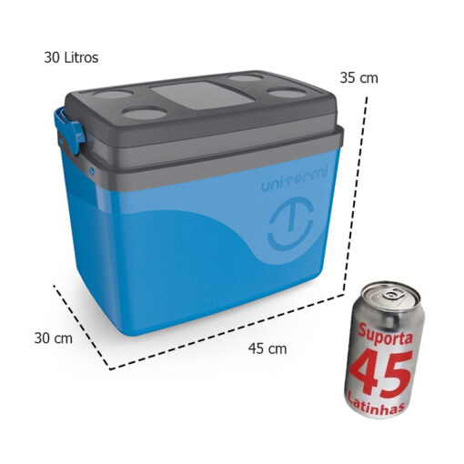 Caixa Térmica Cooler Com Alça 30 Litros Grande 45 Latas Unitermi