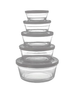 5 TIGELAS De Vidro Com Tampa